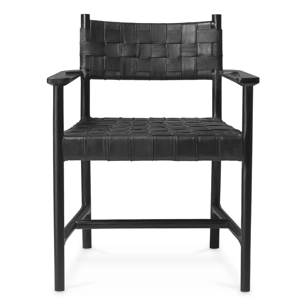 Tiberio Dining Armchair - Retro Black Leather
