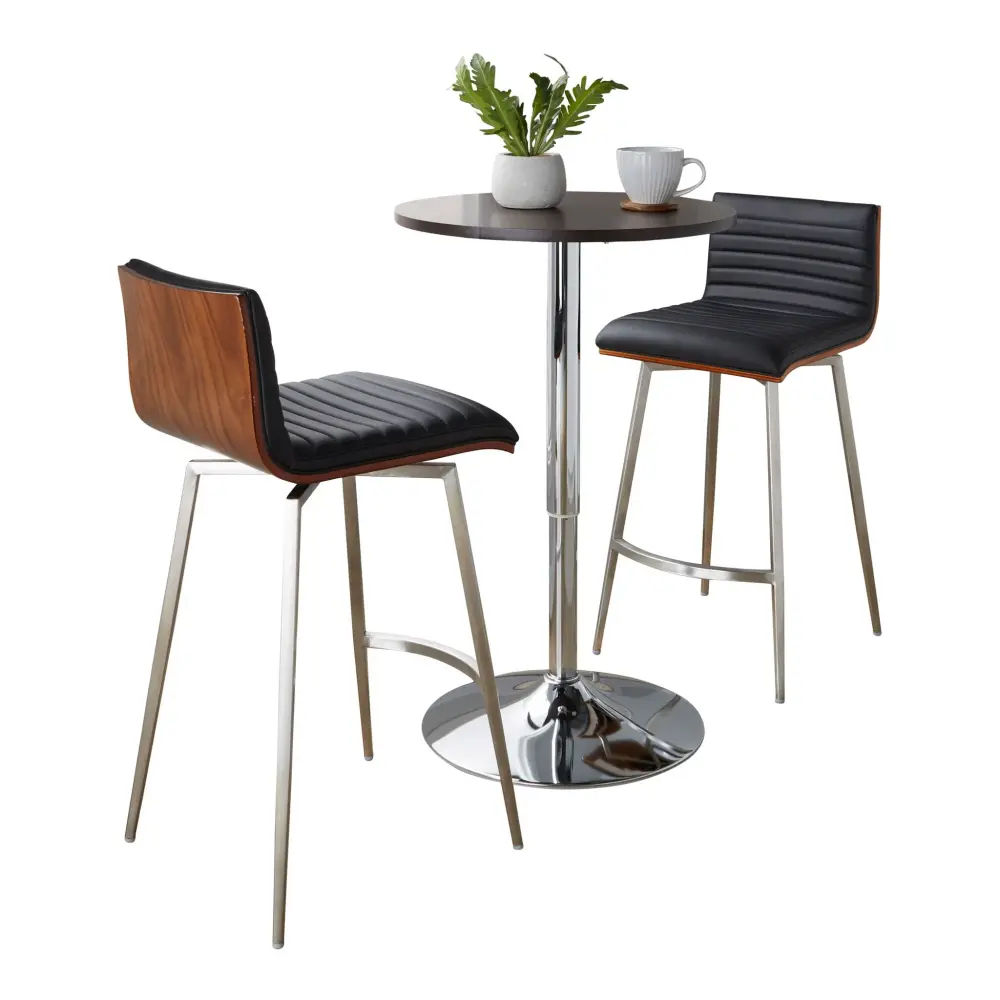 Acacia Wood Mason - 3 Piece Swivel Mid Century Modern Counter Height Dining Place Adjustable Table