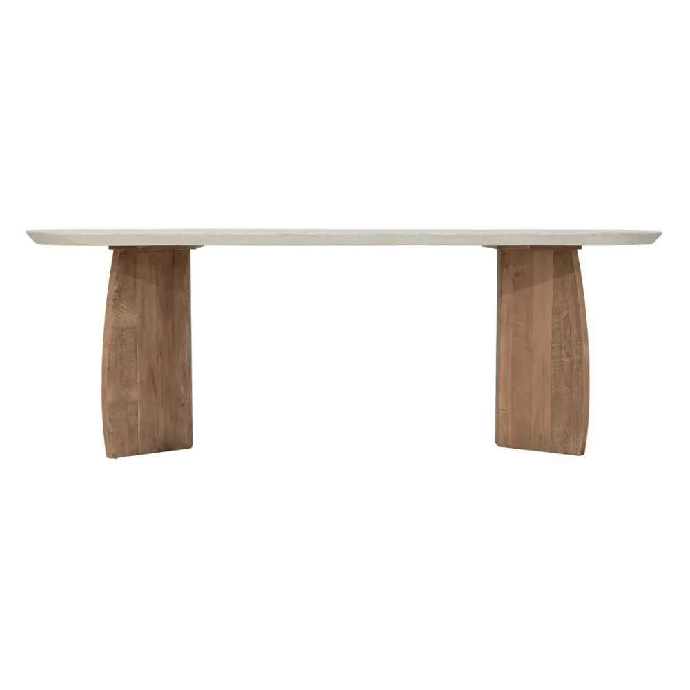 Acacia Wood Nova Travertine Top Dining Table
