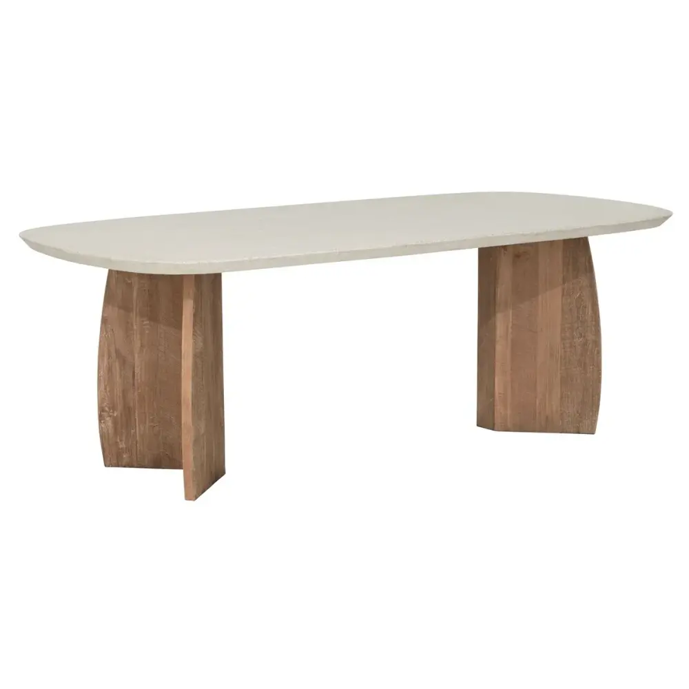 Acacia Wood Nova Travertine Top Dining Table