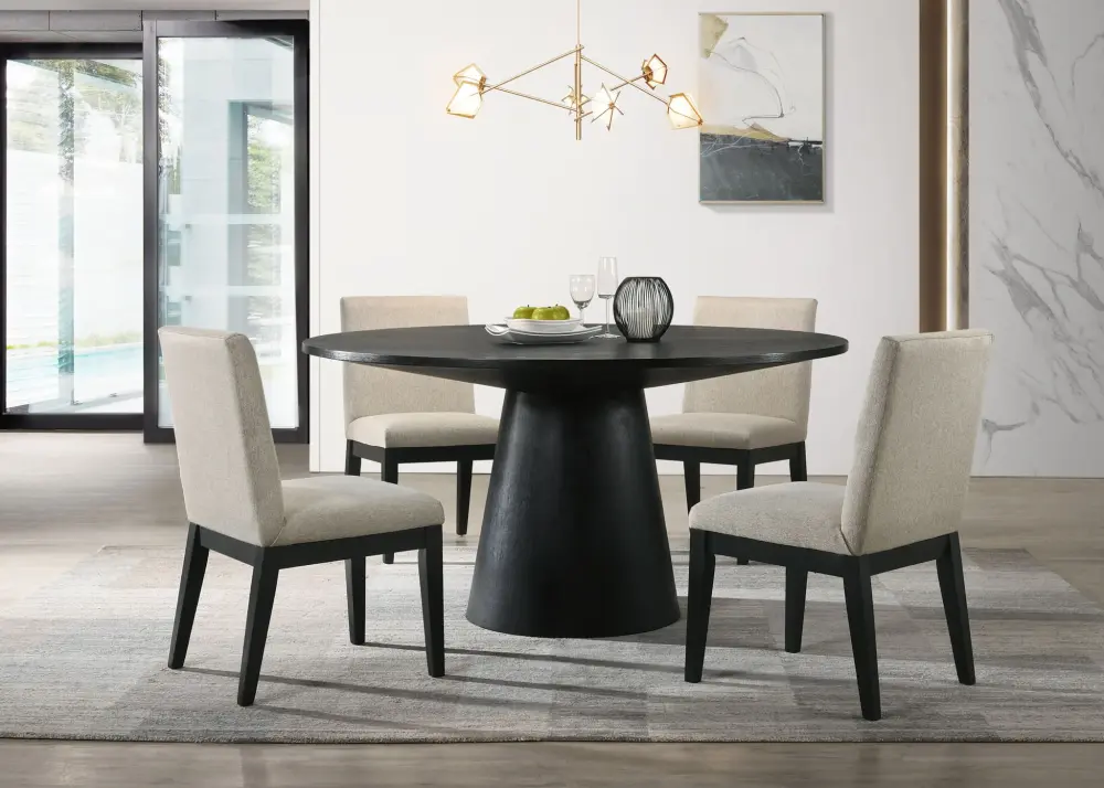 Jasper - Wide Contemporary Round Dining Table Set