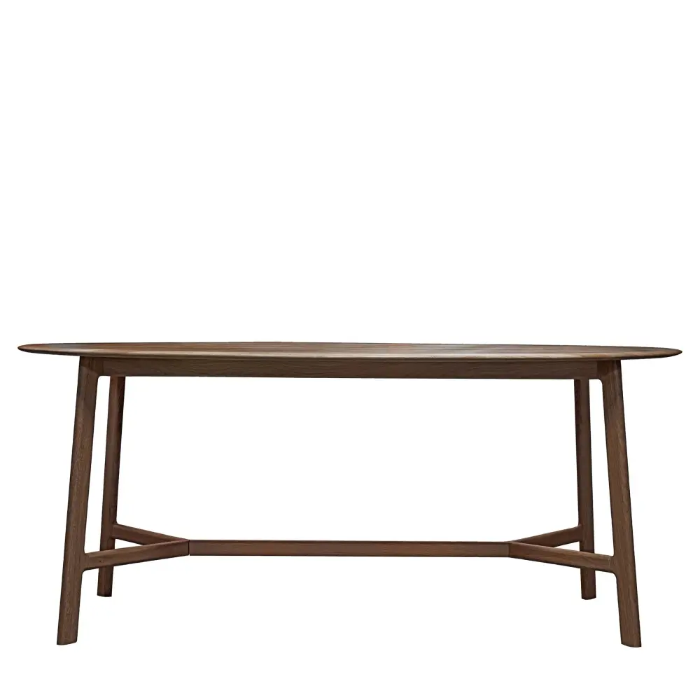 Madrid 6 Seater Oval Rectangular Dining Table - Walnut