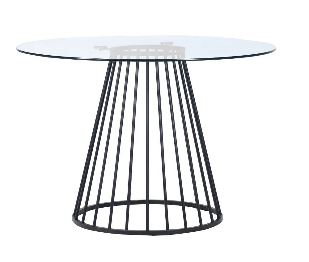 Modrest Holly - Modern Round Glass-like Glass and Black Dining Table Large Gatherings