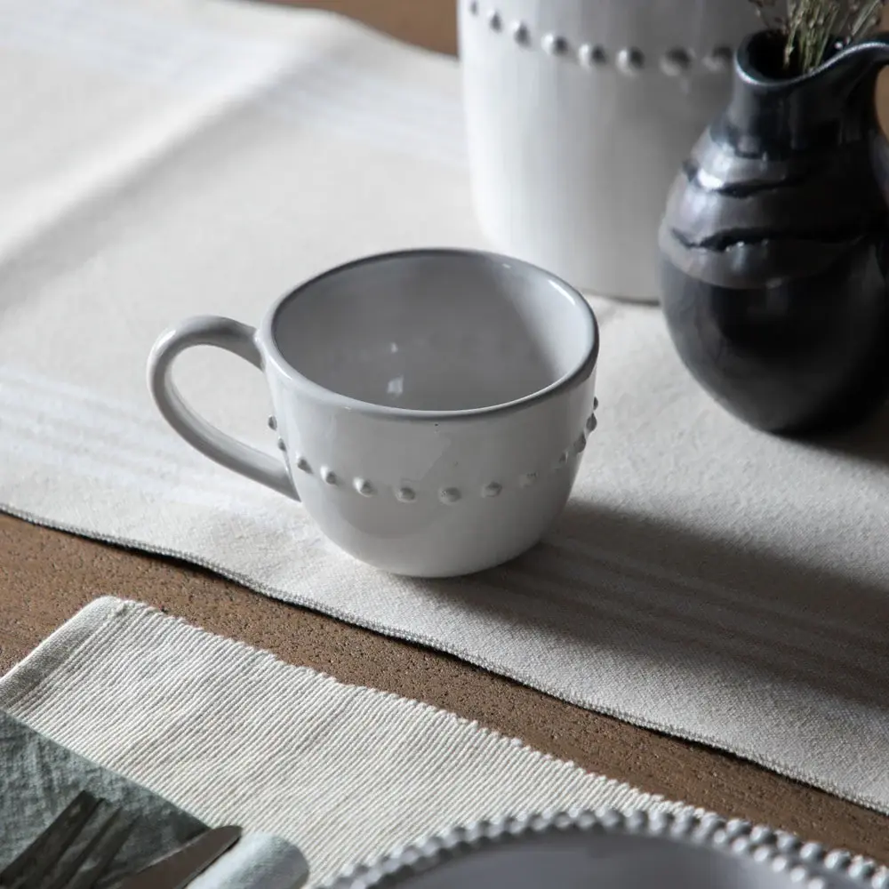 Alon Set 4 Organic Beaded Mugs - Snow