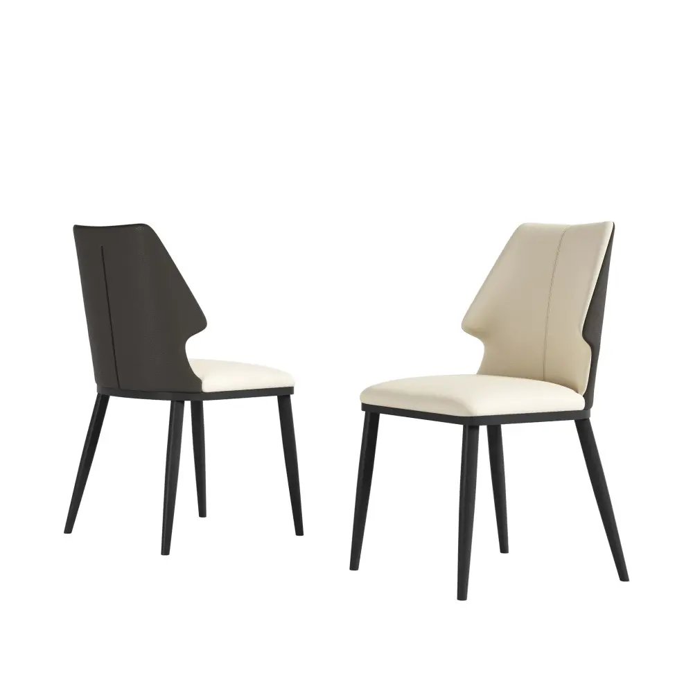 Contemporary Dining Chair (Set 2) Comfortable Material Home Or Office - Charcoal / White