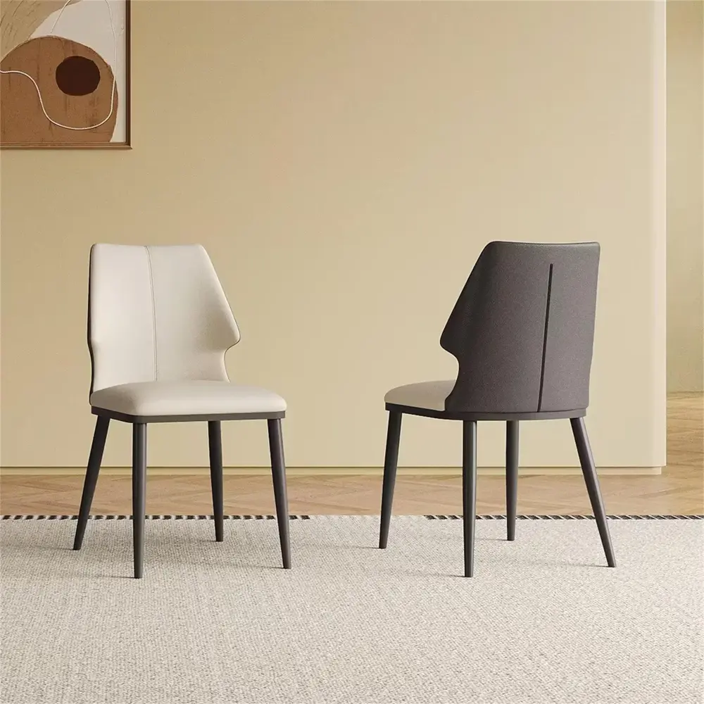 Contemporary Dining Chair (Set 2) Comfortable Material Home Or Office - Charcoal / White