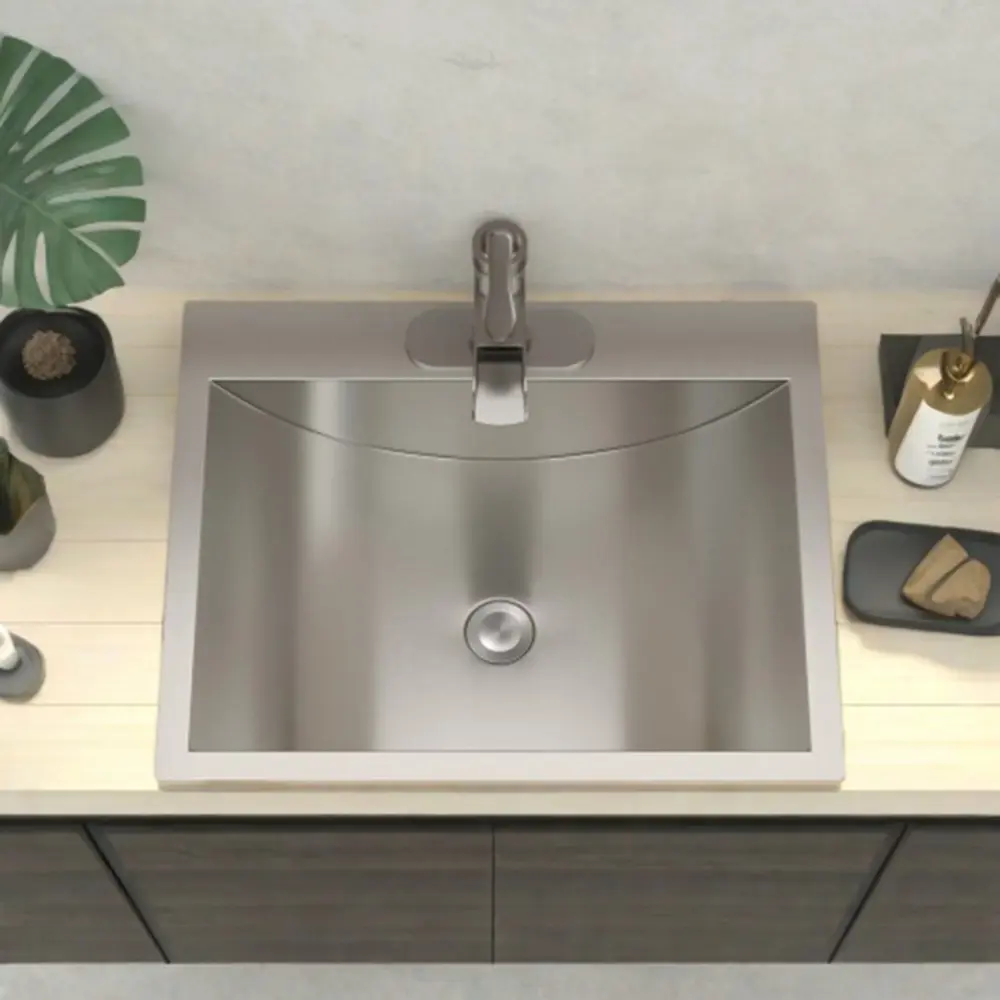21 X 17" Drop Bathroom Sink Pop Up Drain, Stainless Metal Su304, Durable & Rust Resistant, Easy Installation - Brushed Nickel