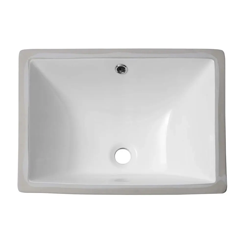 European Style Clay Rectangular Undermount Bathroom Sink Overflow