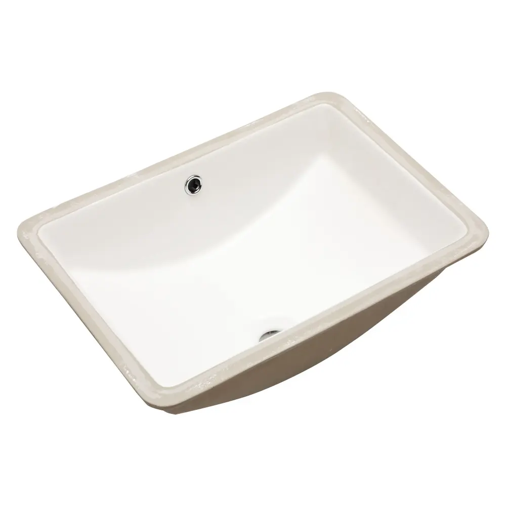 European Style Clay Rectangular Undermount Bathroom Sink Overflow