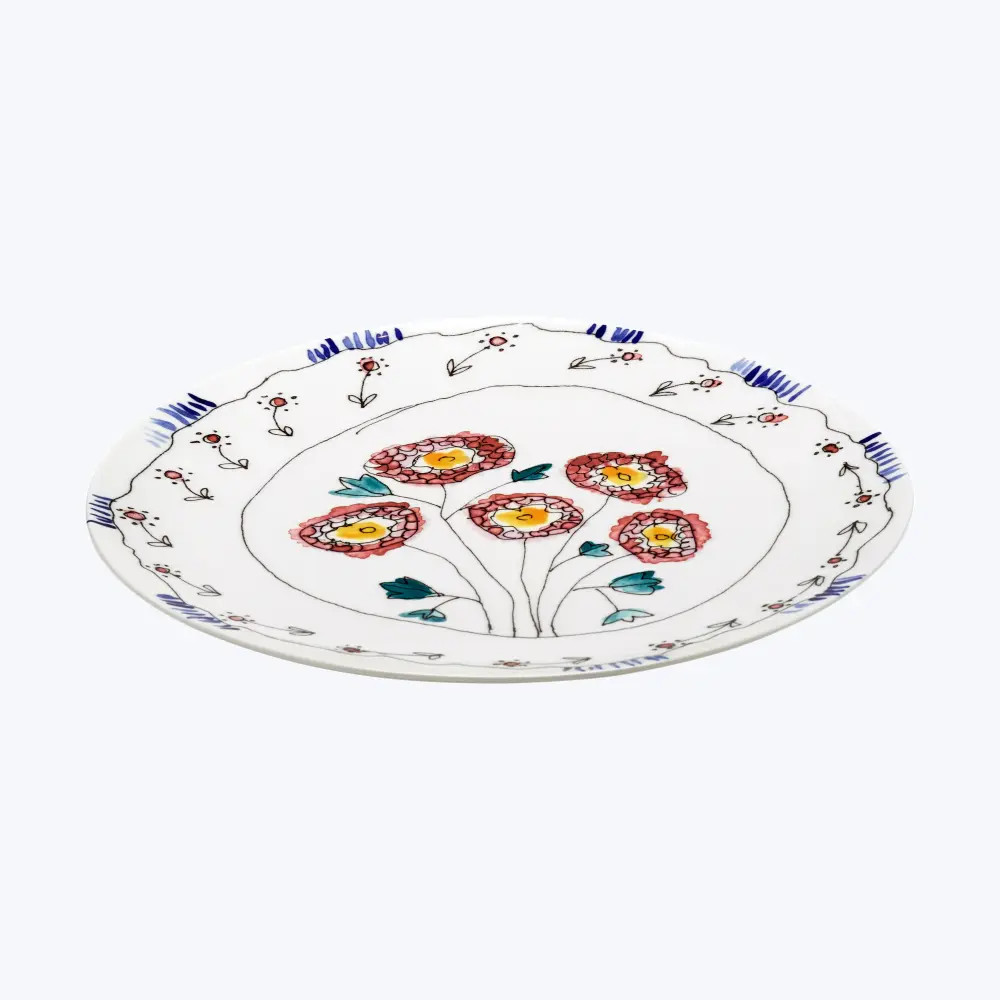 Midnight Flowers Modest Round Serving Plate