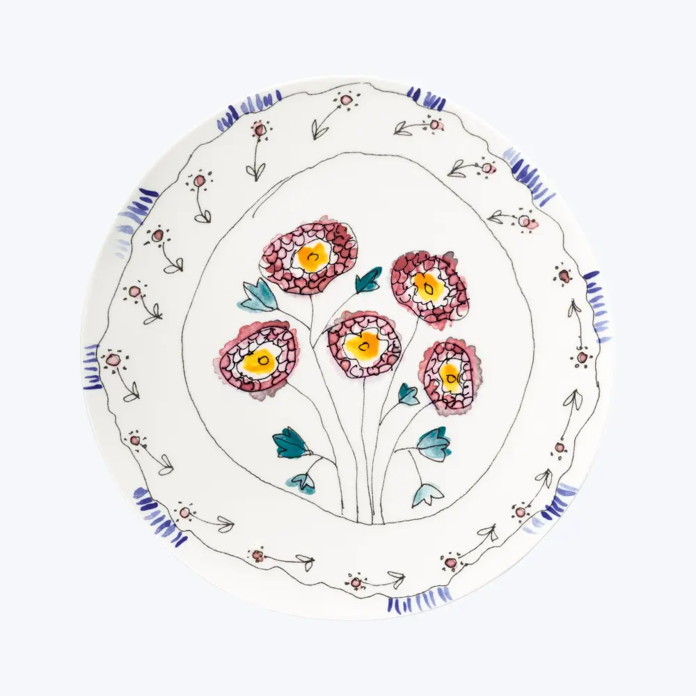 Midnight Flowers Modest Round Serving Plate