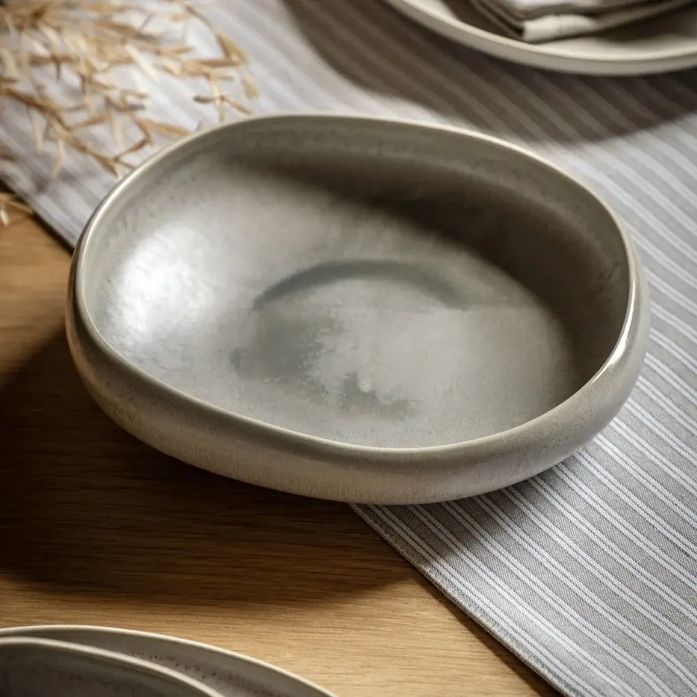 Pebble Glaze Pasta Bowls - Dove Grey (Pack 4)