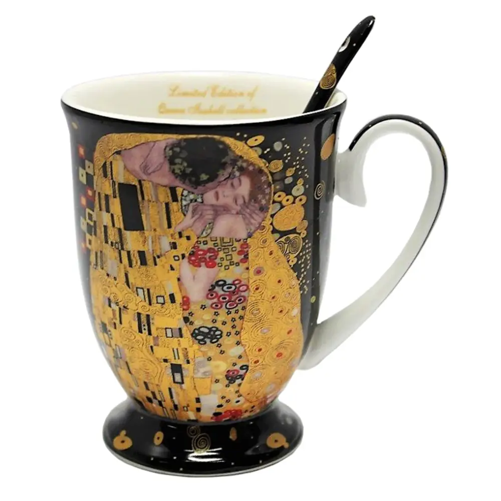 Porcelain mug spoon Queen Isabel, spoon, Klimt motif Kiss, 300ml, W9KL338-09121