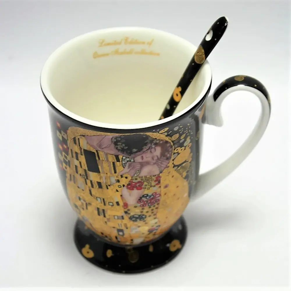 Porcelain mug spoon Queen Isabel, spoon, Klimt motif Kiss, 300ml, W9KL338-09121