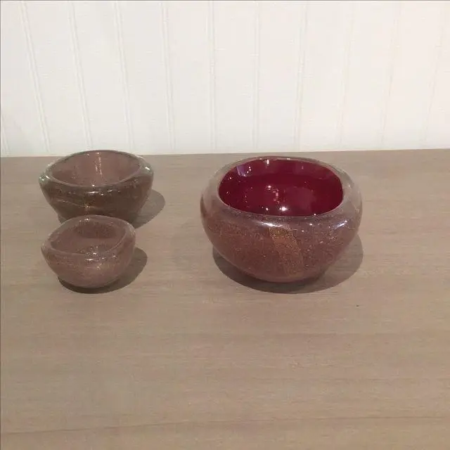 Set 2 Carlo Scarpa Bollicine Murano Glass Bowls (2 smaller size bowls)