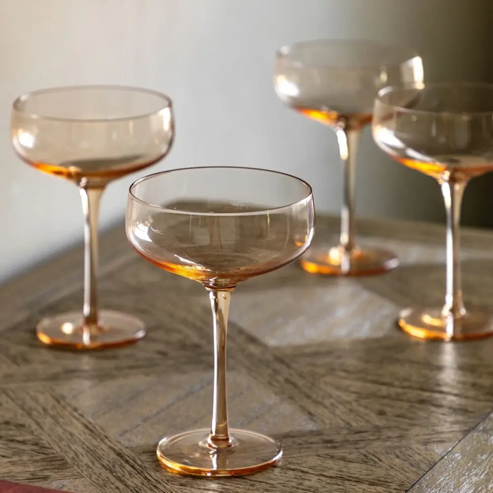 Set 4 Coupe Glasses - Amber