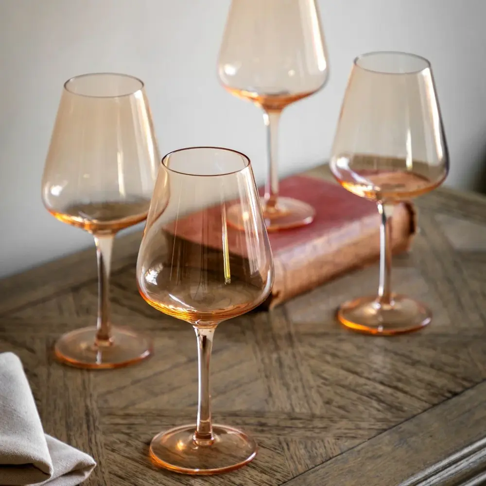 Set 4 Wine Glasses - Amber