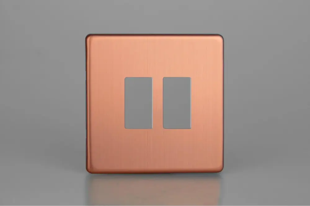 Varilight 2-Gang Screwless Powergrid Plate Including Yoke sole Plate)
