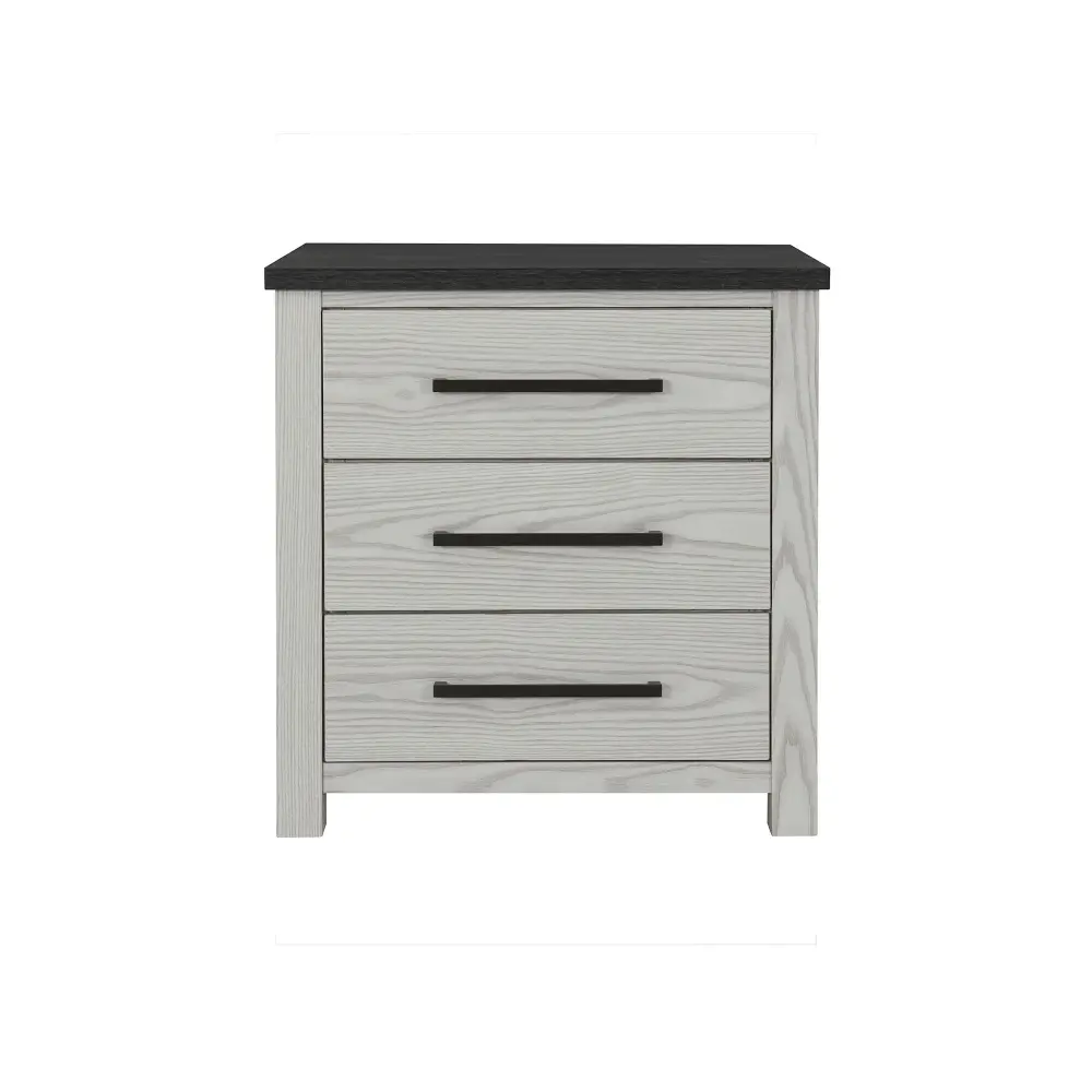 Avery - Nightstand Top Spacious Drawers, Block Feet - Ecru