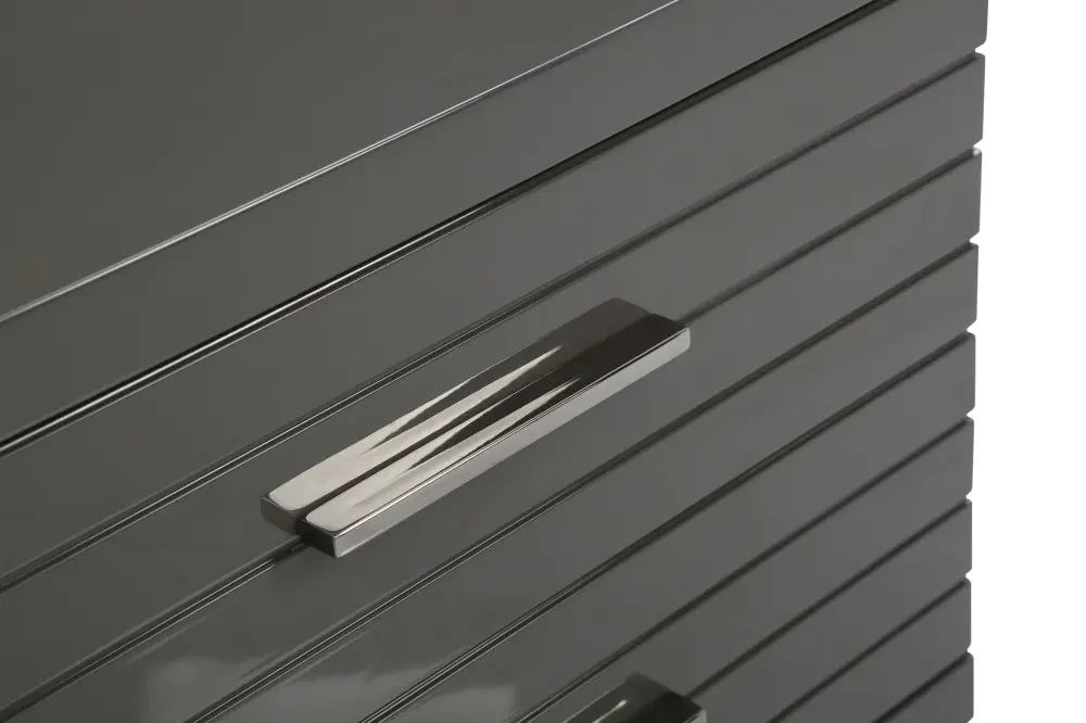 Modrest Splendor - Grey High Gloss Slatted Nightstand