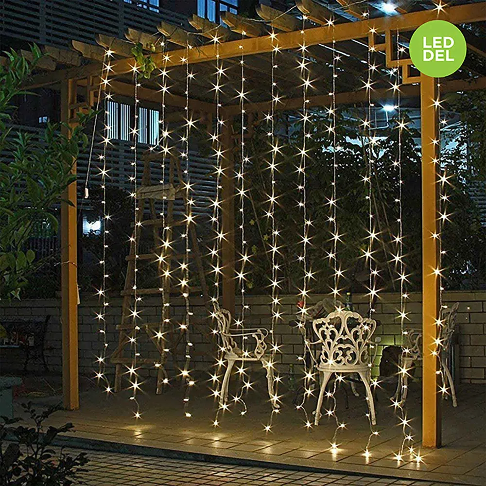 Curtain 575 5 mm LED Lights Timer Warm Chalk, 8'-2'' x 9'-10''