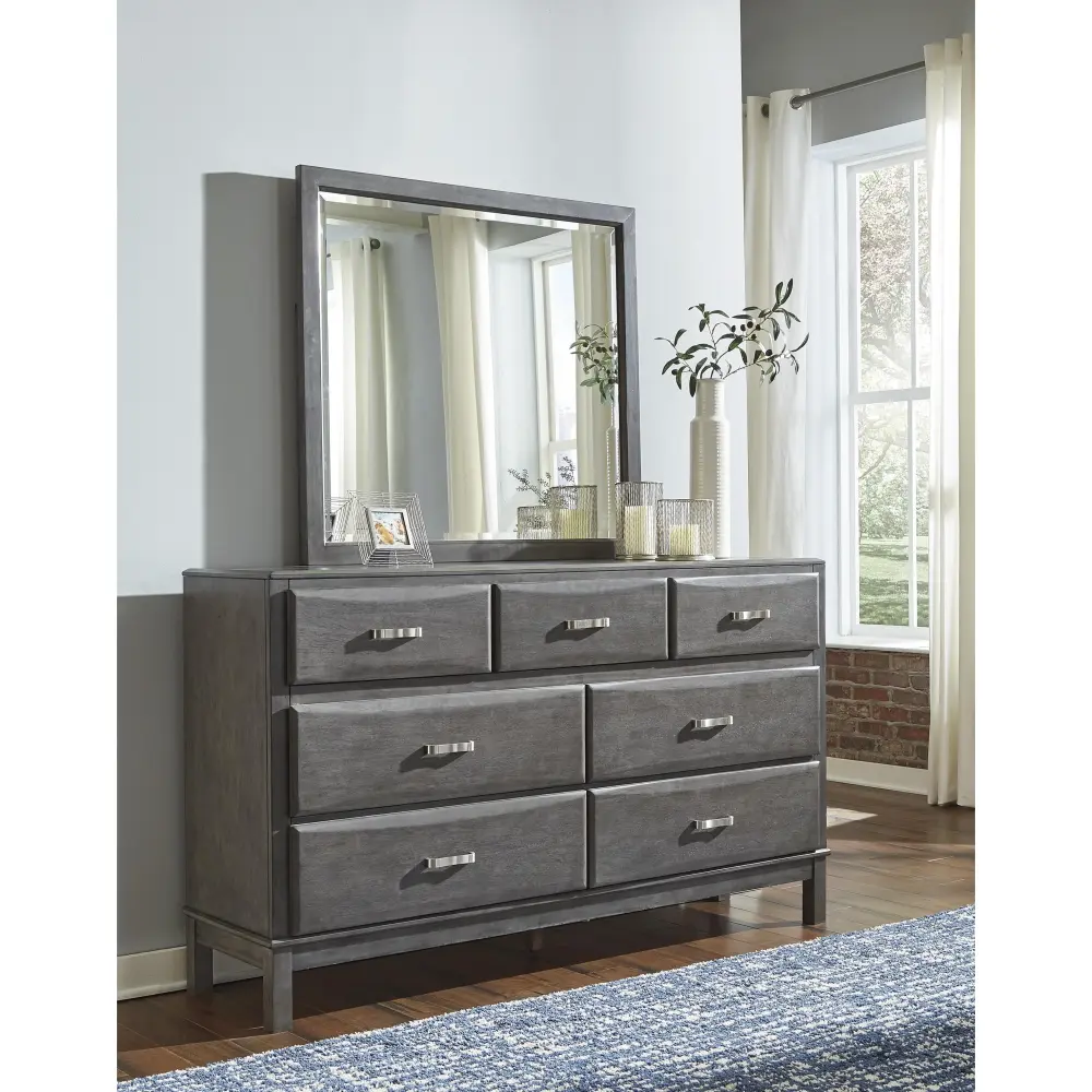 Diamond Present-day Furniture Exclusive Design Caitbrook 7-Drawer Dresser Mirror B476-31/B476-36