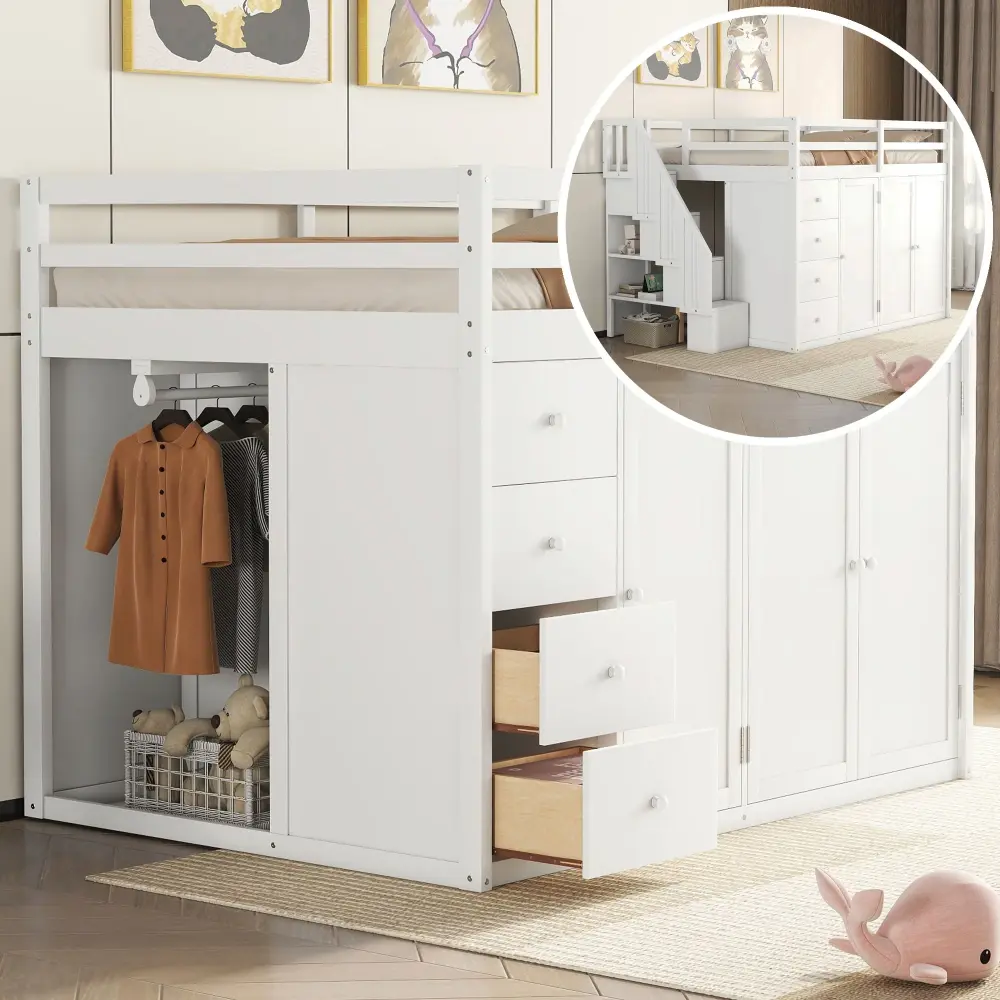Floating Shelf Loft Bed Engineered Wardrobes, Cabinets And Drawers