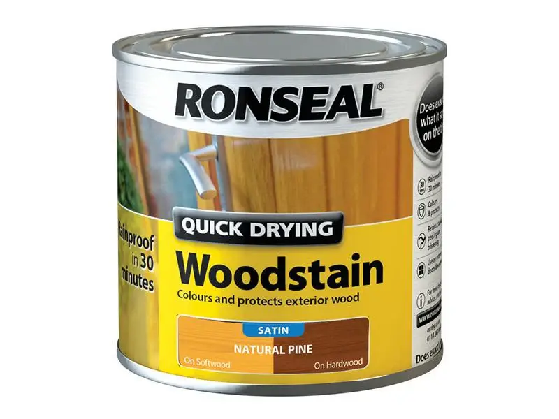 Ronseal Woodstain Quick Dry Satin Natural Pinewood 250Ml