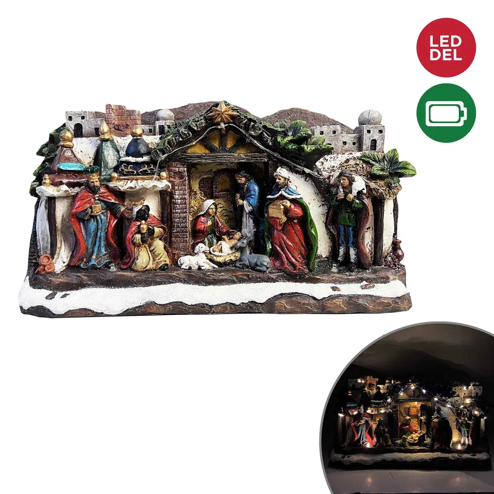 Polyresin Christmas Nativity Scene LED Lights and Motion, 35 cm x 27.5 cm