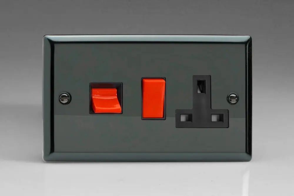 Varilight 45A Cooker Panel 13A Double Pole Switched Plug Socket Outlet ruby Rocker) Iridium XI45PB