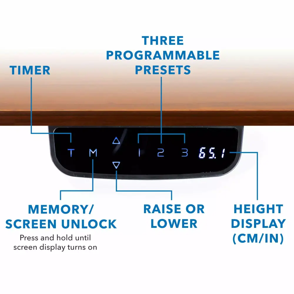 Mount-It Electric Standing Desk White Frame Extra Wide Brown Tabletop Mount-It!