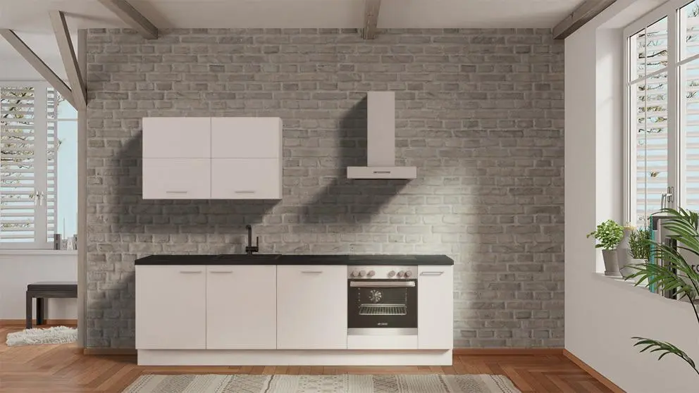 Commercial Grade nobilia kitchen unit 270 cm alpine white non-glossy fitted kitchen & electrical appliances concrete slate...