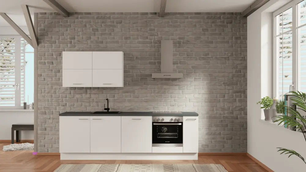 Commercial Grade nobilia kitchen unit 270 cm alpine white non-glossy fitted kitchen & electrical appliances concrete slate...