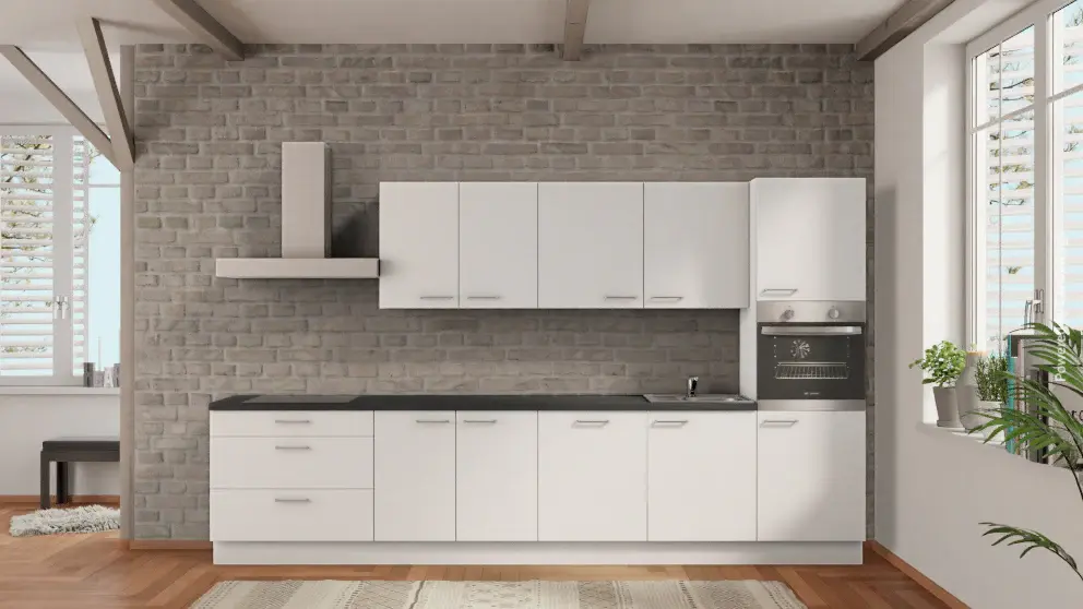 nobilia block kitchen Hof 360 cm chalk concrete slate gray without electrical appliances
