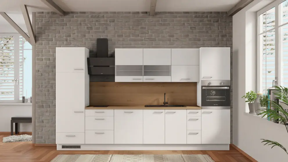 nobilia kitchen unit Hamm 360 cm white matte affordable oak Provence all-inclusive hob