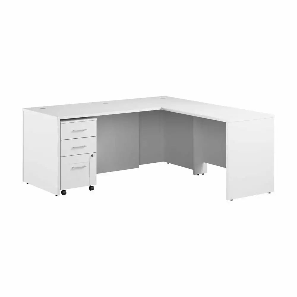 Hampton Heights 72W Executive L Desk Drawers White Engineered Wood BBF