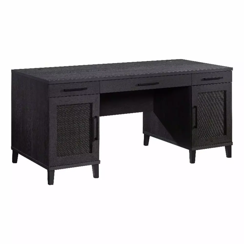 Sauder Tiffin Line Engineered Wood Executive Desk Raven Oak Finish