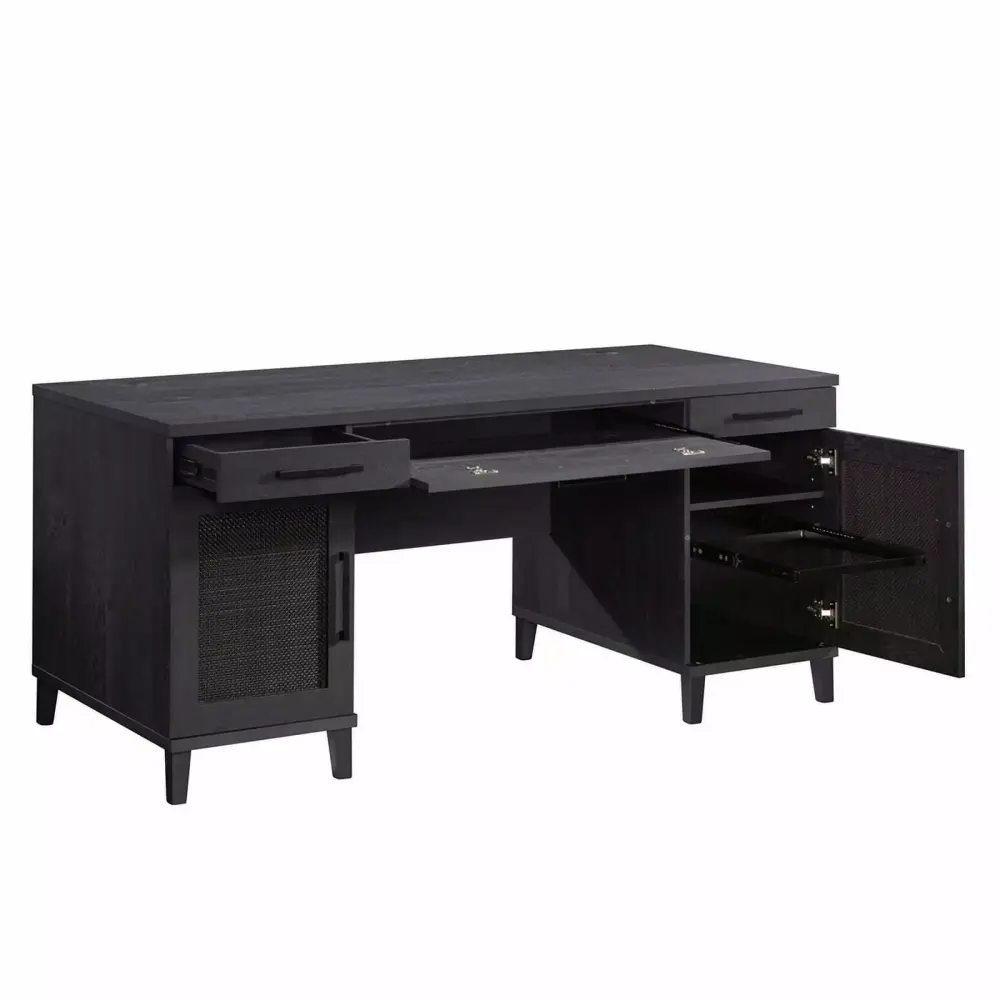 Sauder Tiffin Line Engineered Wood Executive Desk Raven Oak Finish
