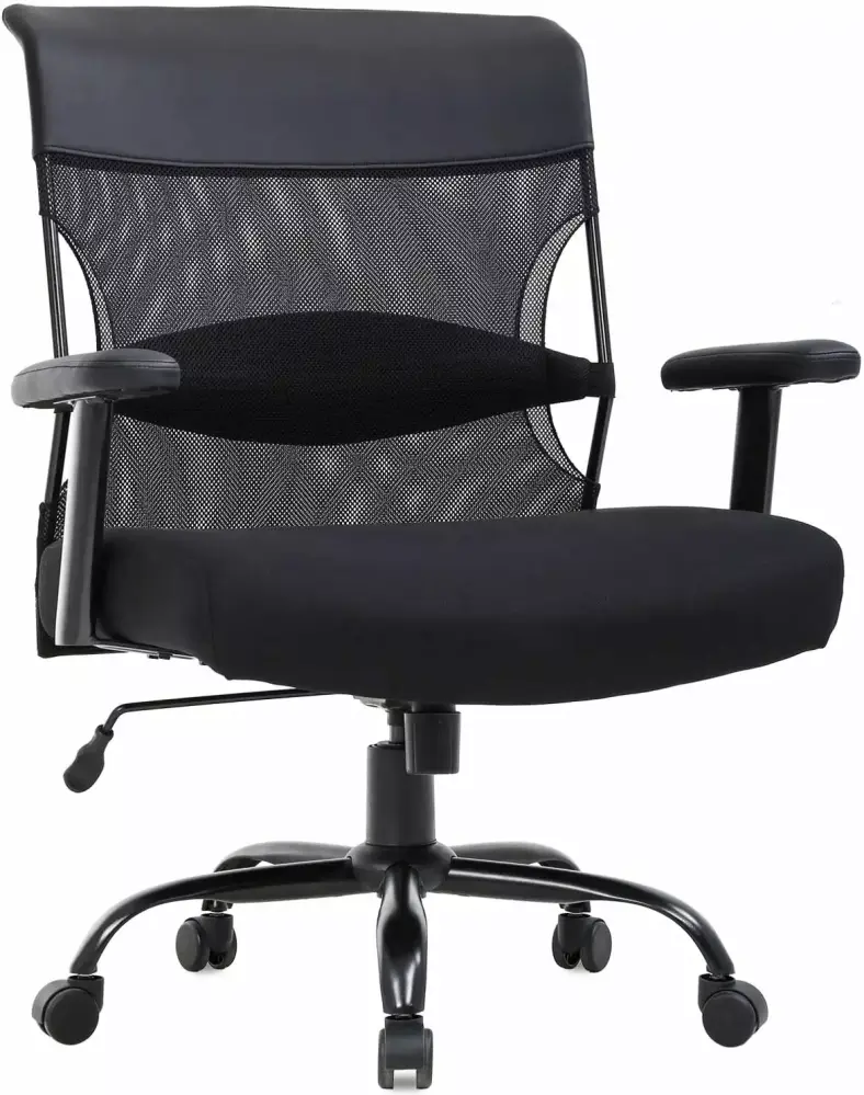 BestOffice Ergonomic Computer Office Chair Adjustable Lumbar Support and Armrest - Black