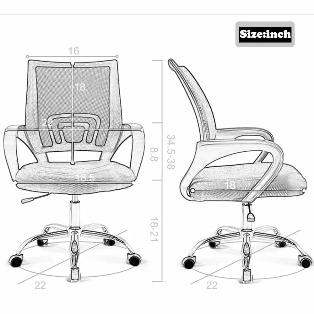 BestOffice Ergonomic Office Chair Lumbar Support Swivel Rolling Red