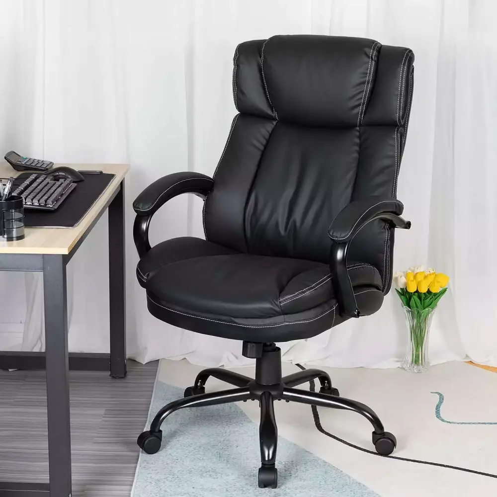 BestOffice Ergonomic Office Chair Lumbar Support - Swivel Rolling Chair Men and Women - Black
