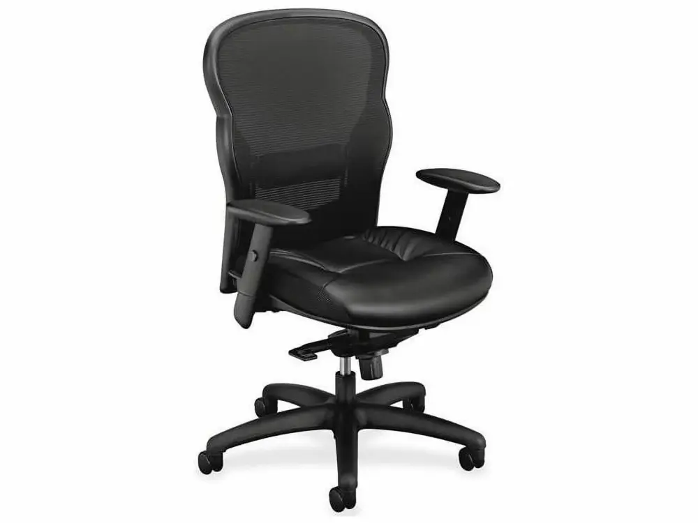 basyx VL701 Series High-Back Swivel Tilt Work Chair Black Mesh Leather Ergonomic Office Chair HON