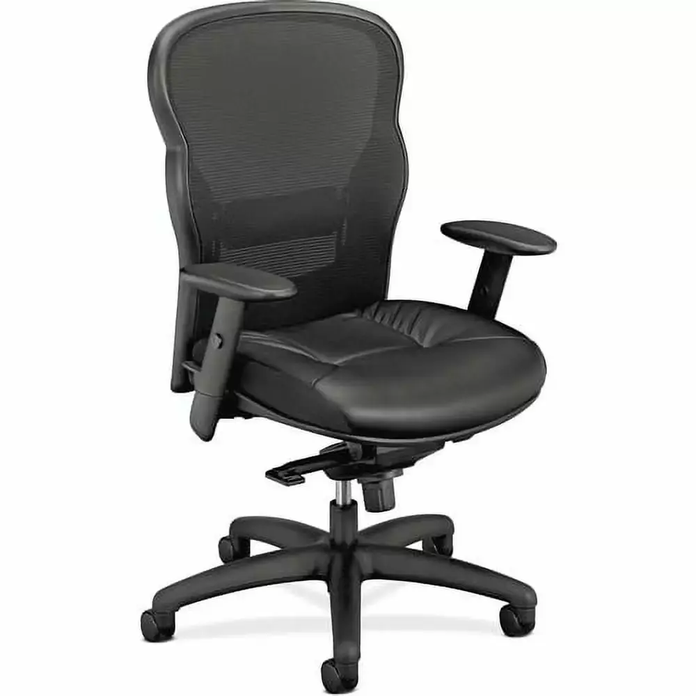 basyx VL701 Series High-Back Swivel Tilt Work Chair Black Mesh Leather Ergonomic Office Chair HON