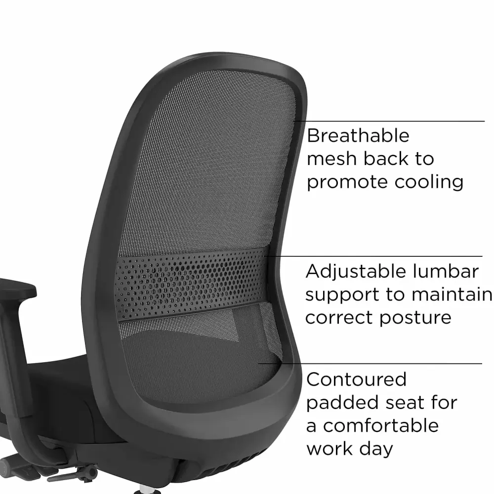 Union & Scale Essentials 5-80M Ergonomic Fabric Mesh Swivel Task Chair Black UN60991 STAPLES
