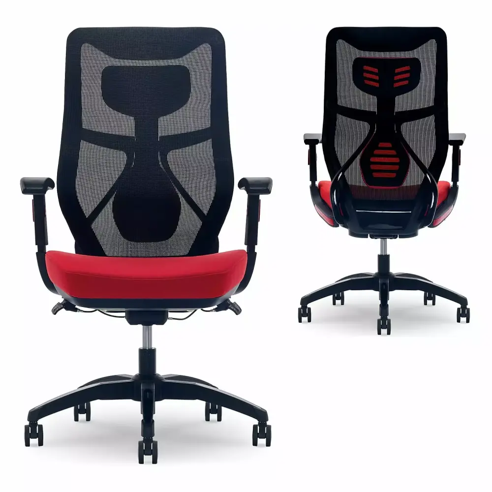 Beautyrest Duo-EX Ergonomic Mesh Swivel Computer Chair Red 60051-RED Office Chair TRUE INNOVATIONS