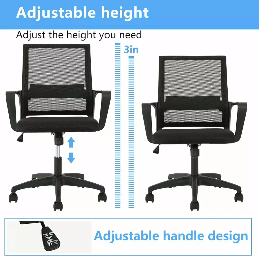 BestOffice Executive Chair Lumbar Support Swivel 250 lb Capacity Black