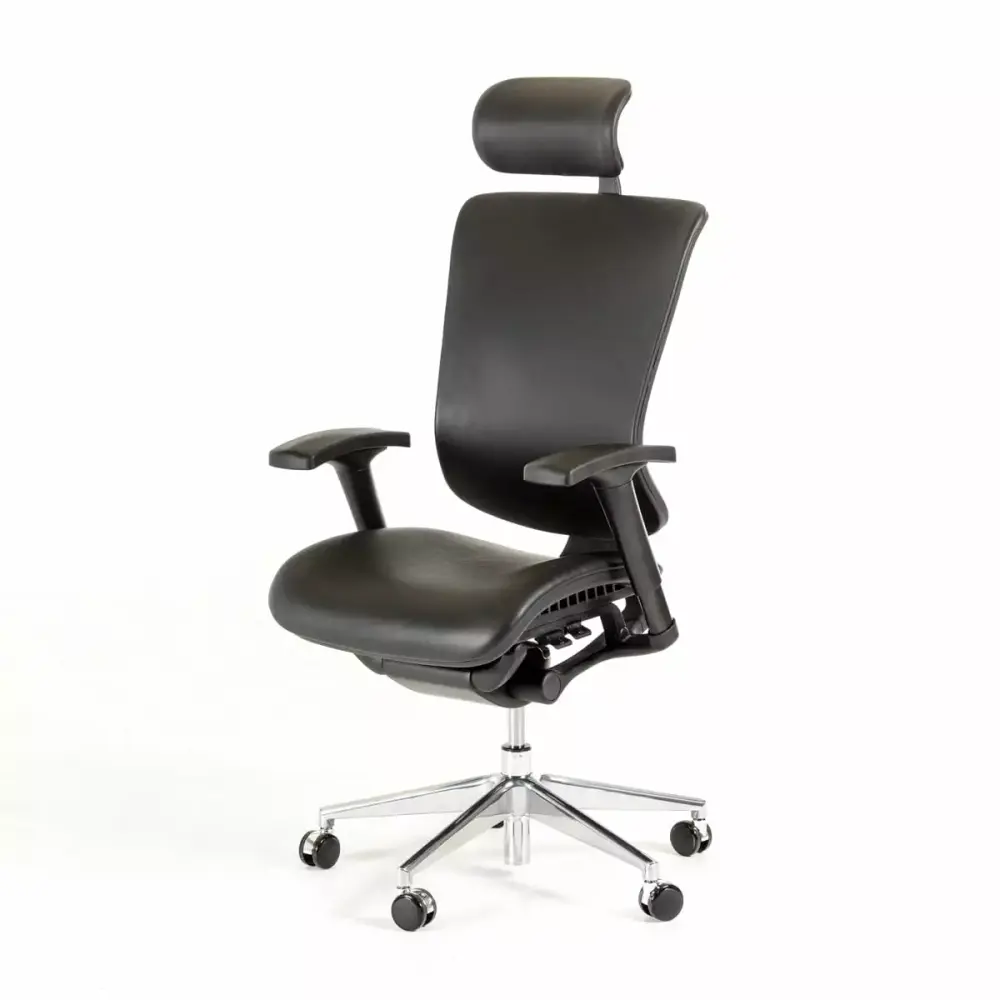 Modern Black Leather Office Chair Ergonomic Swivel Desk Chair Adjustable Height HomeRoots