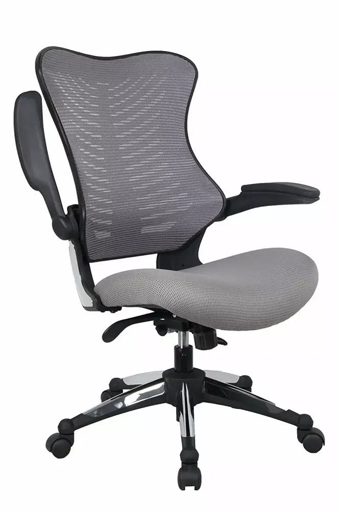 Office Factor Executive Ergonomic Office Chair Gray Mesh Flip up Armrest Molded Seat 55kg Foa