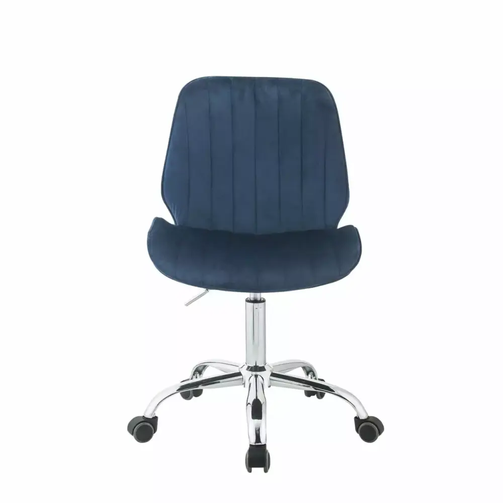 Adjustable Office Chair Channel Stitching Blue and Chrome Saltoro Sherpi