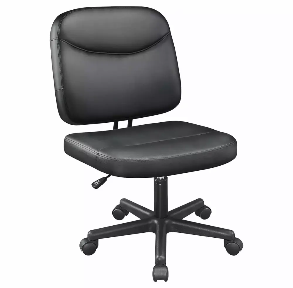 Lwory Task Desk Chair Height Adjustable Computer Faux Leather Chair Without Arms Black